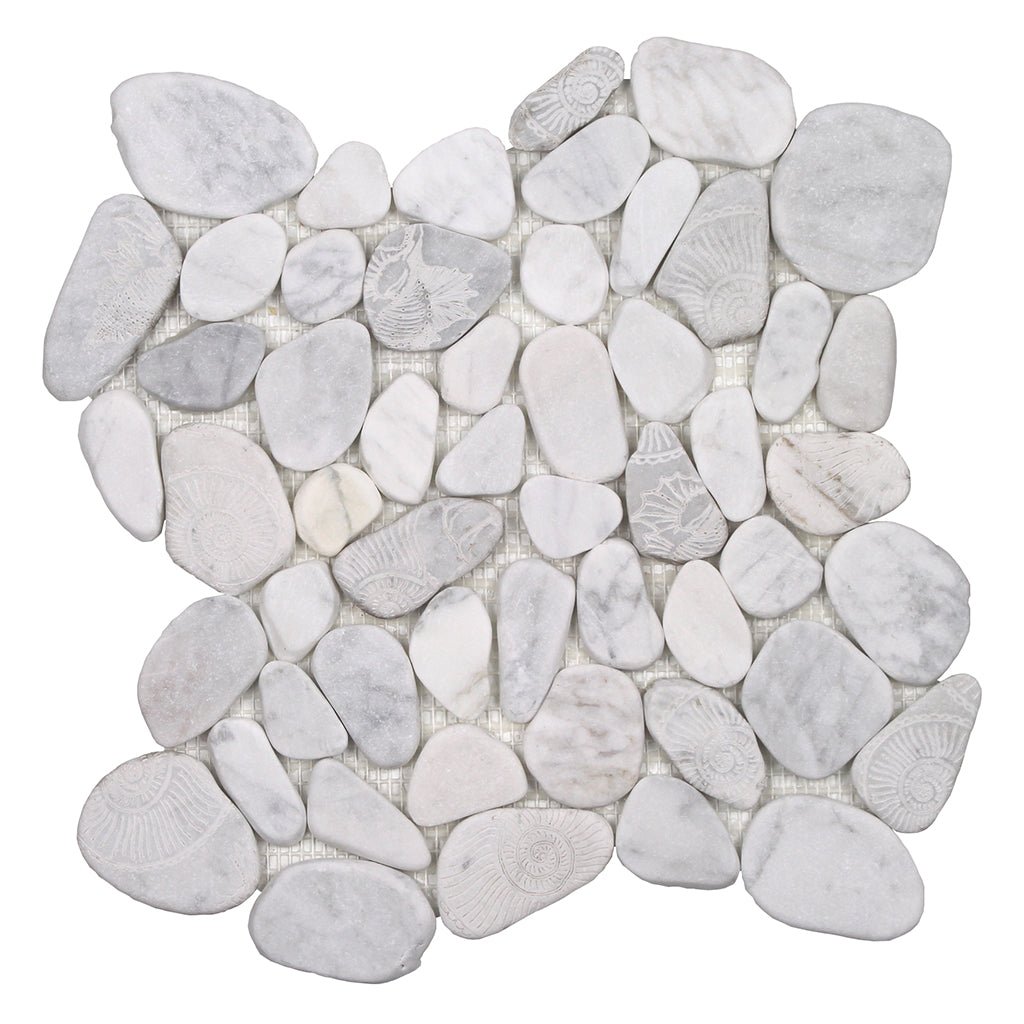 Fossil Carrara, Shaved Pebble Tile | Natural Stone Mosaic Tile