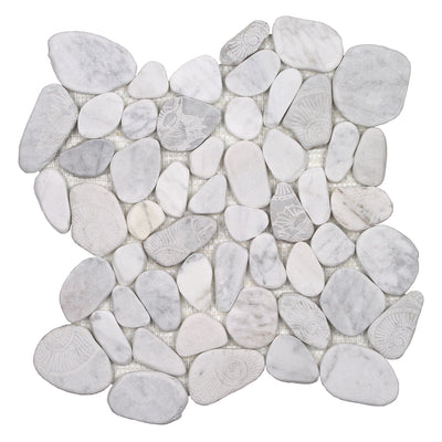Fossil Carrara, Shaved Pebble Tile | Natural Stone Mosaic Tile