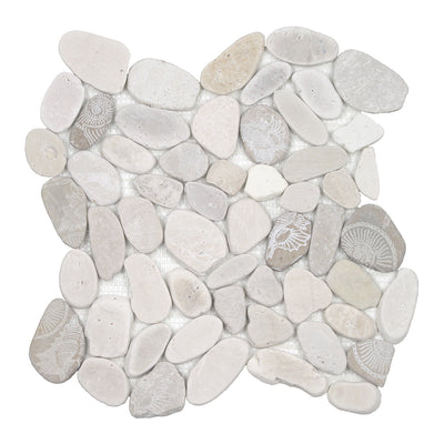 Fossil Light, Shaved Pebble Tile | Natural Stone Mosaic Tile by Tesoro