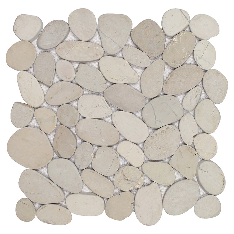 Cream, Shaved Pebble Tile | Natural Stone Mosaic Tile by Tesoro ...