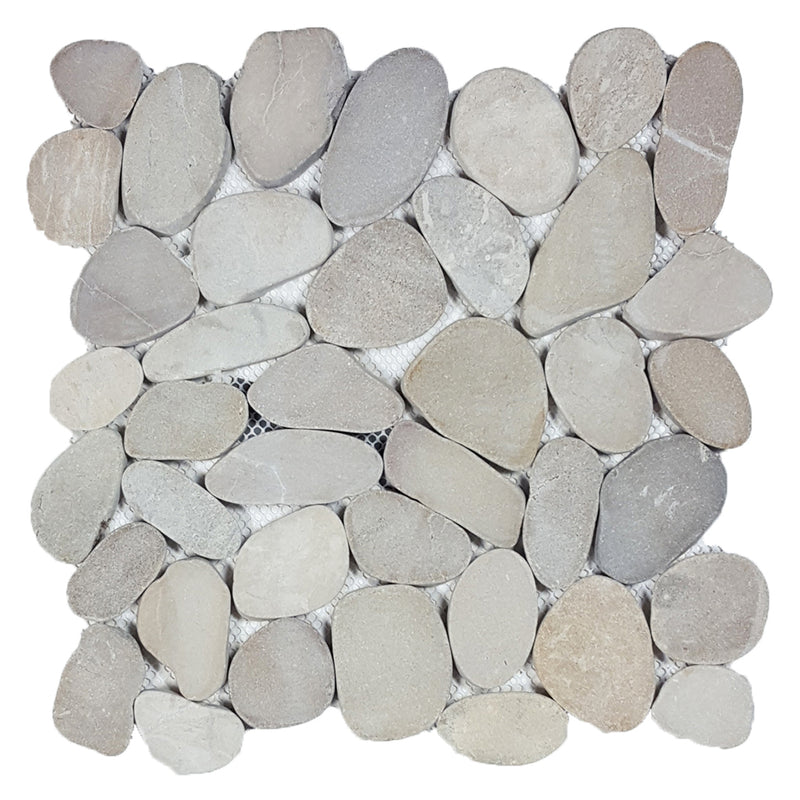 Ocean Stone Tan, Pebble Tile | Natural Stone Mosaic Tile by Tesoro