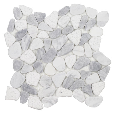  Terrazzo Carrara Bardiglio White, Shaved Pebble Tile | Natural Stone