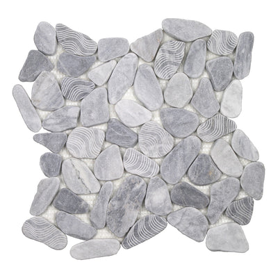 Wave Bardiglio, Shaved Pebble Tile | Natural Stone Mosaic Tile