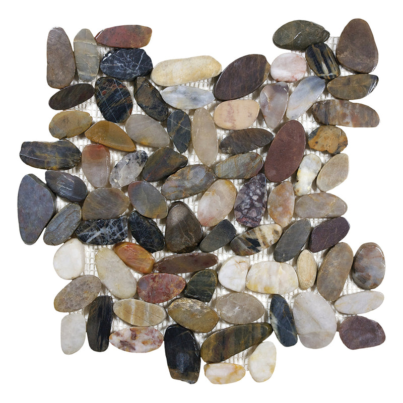 Ocean Stone Tiger Eye, Shaved Pebble Tile | Natural Stone by Tesoro