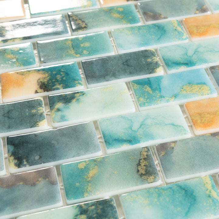 Orion, 1" x 2" Glass Tile | Mosaic Pool Tile by Vidrepur 