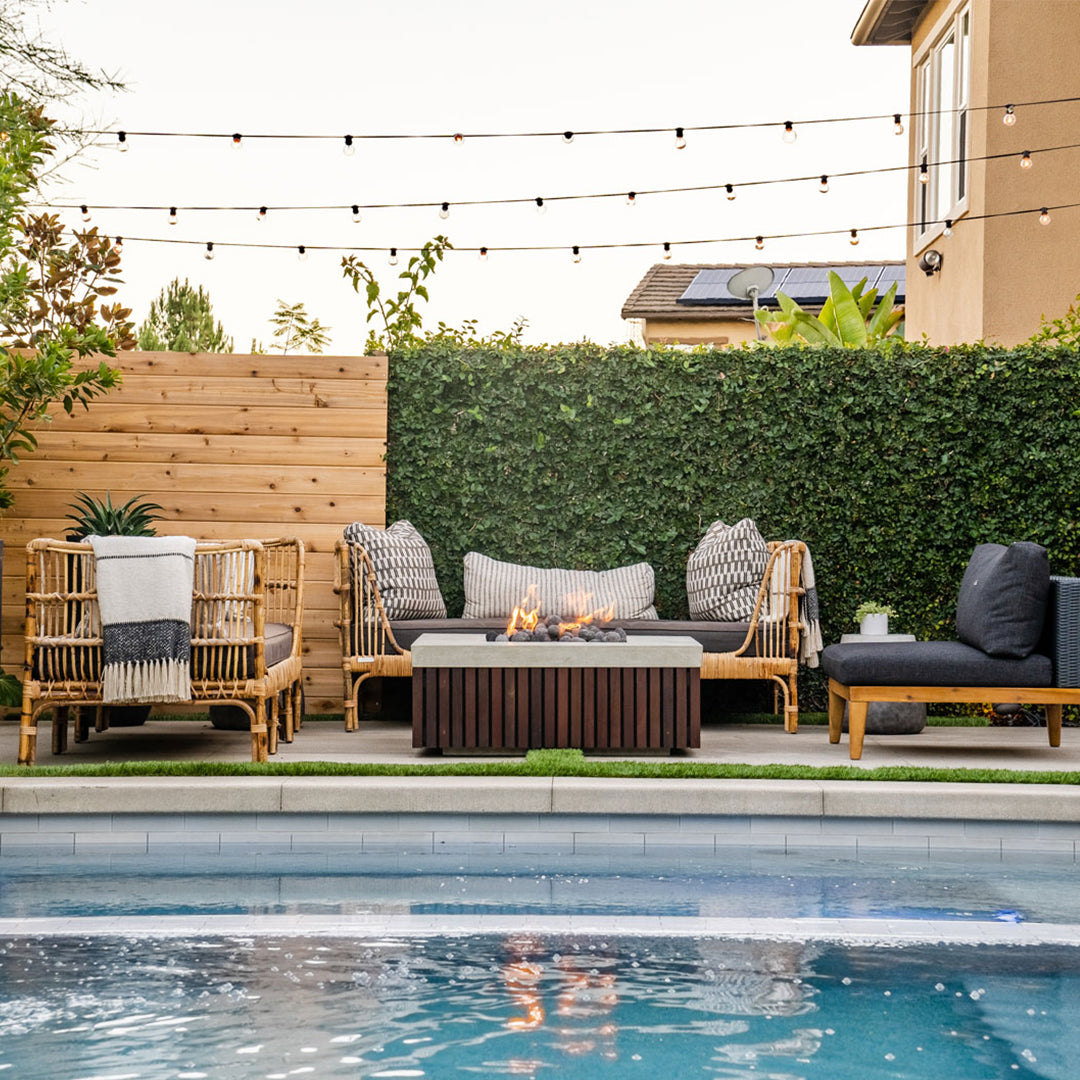 Outdoor Living and Fire Pits by Swimming Pool