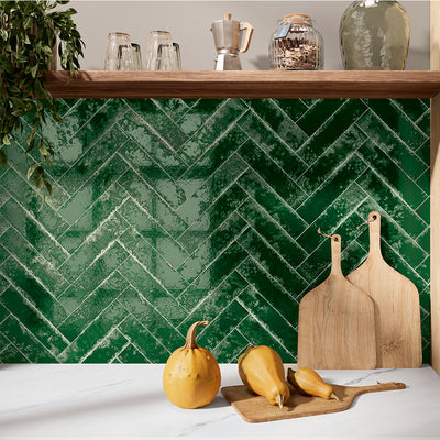 Pukka Basil Green, 2.5" x 10" Ceramic Tile | Kitchen Backsplash Tile
