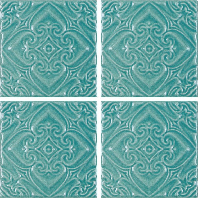 Pacifico Acquamarino, 6" x 6" Deco Tile | TONMELAPACDECO6 | Pool Tile