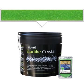Litokol Starlike Crystal product with green decorative strip above it