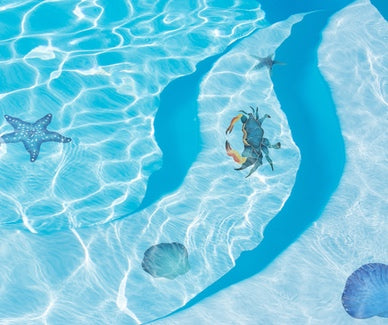pool mosaic step markers in swimming pool