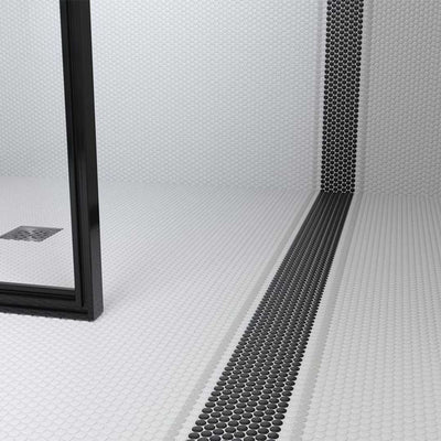 Porcelart Black Glossy, Penny Round | Porcelain Tile Anthology