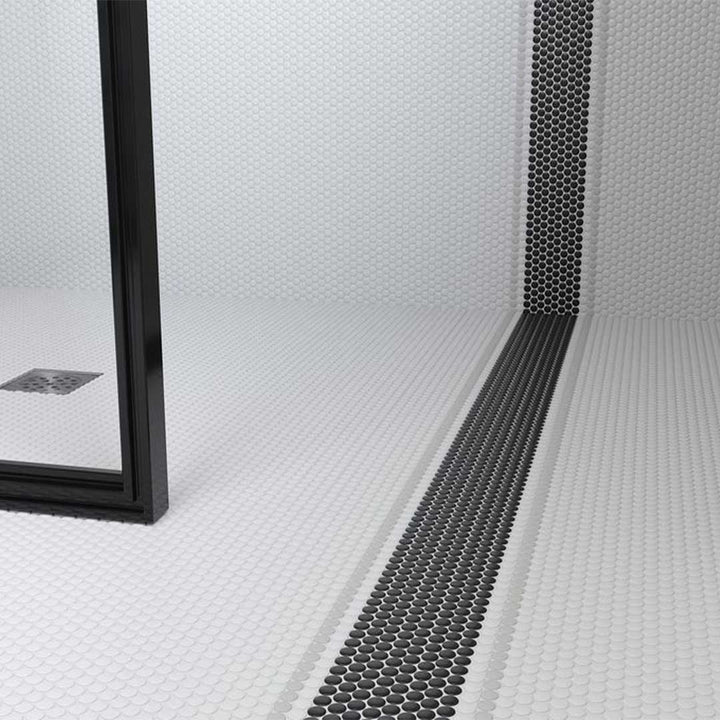 Porcelart Black Glossy, Penny Round | Porcelain Tile Anthology