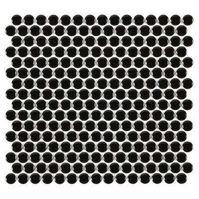 Porcelart Black Glossy, Penny Round | Porcelain Tile Anthology