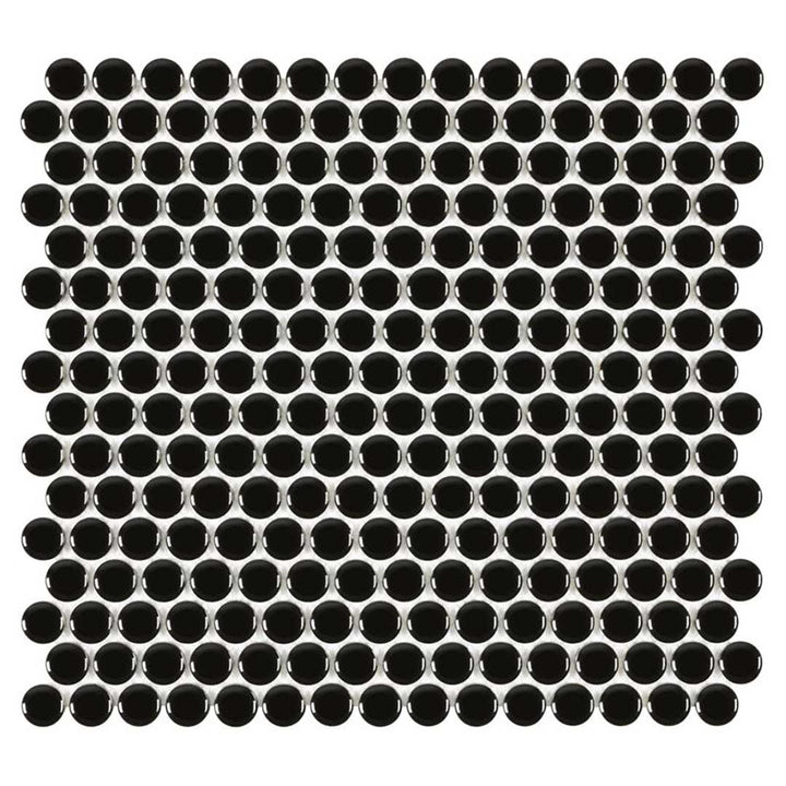 Porcelart Black Glossy, Penny Round | Porcelain Tile Anthology