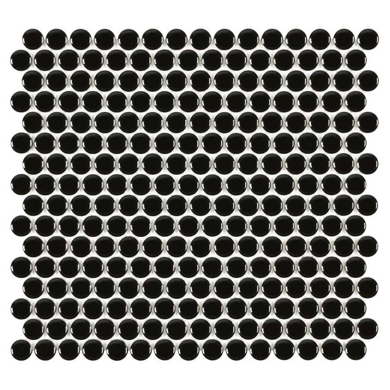 Porcelart Black Glossy, Penny Round | Porcelain Tile Anthology