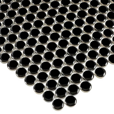 Porcelart Black Glossy, Penny Round | Porcelain Tile Anthology