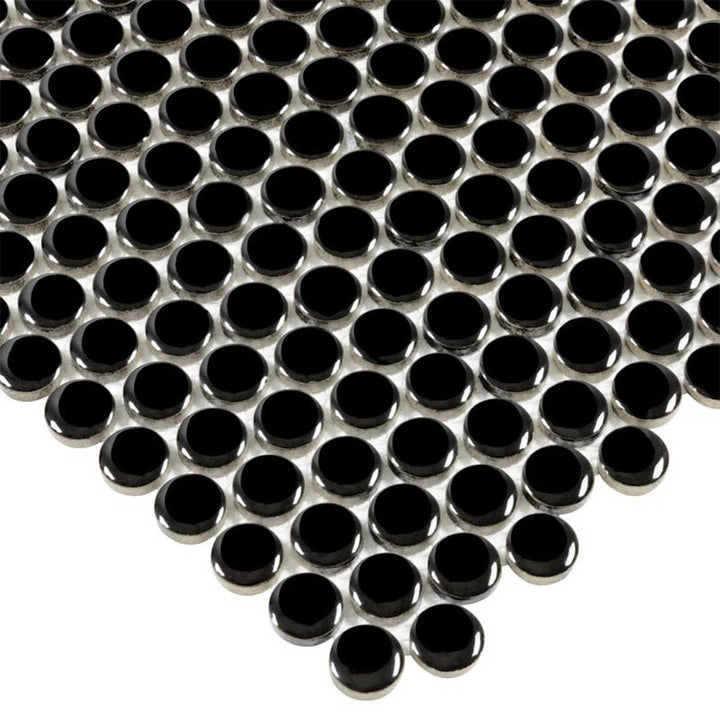 Porcelart Black Glossy, Penny Round | Porcelain Tile Anthology