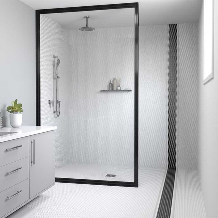 Porcelart Black Glossy, Penny Round | Porcelain Tile Anthology