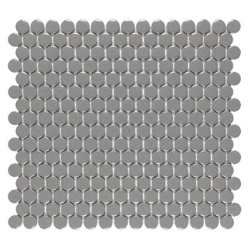 Porcelart Gray Glossy, Penny Round | Porcelain Tile Anthology