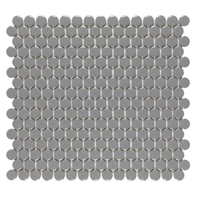 Porcelart Gray Glossy, Penny Round | Porcelain Tile Anthology