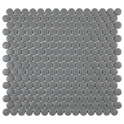 Porcelart Gray Matte, Penny Round | Porcelain Tile Anthology