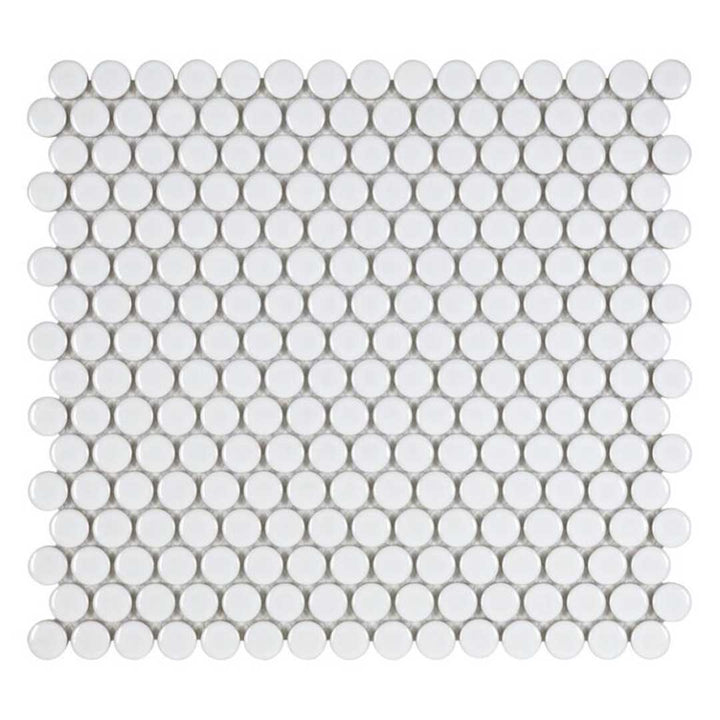 Porcelart White Matte, Penny Round | Porcelain Tile Anthology
