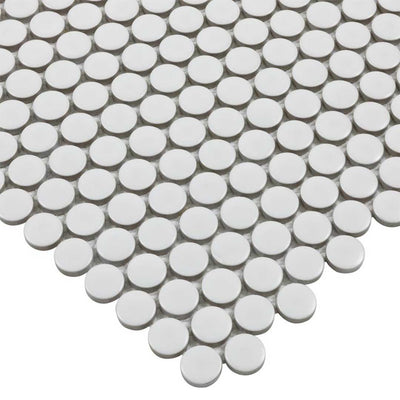 Porcelart White Matte, Penny Round | Porcelain Tile Anthology