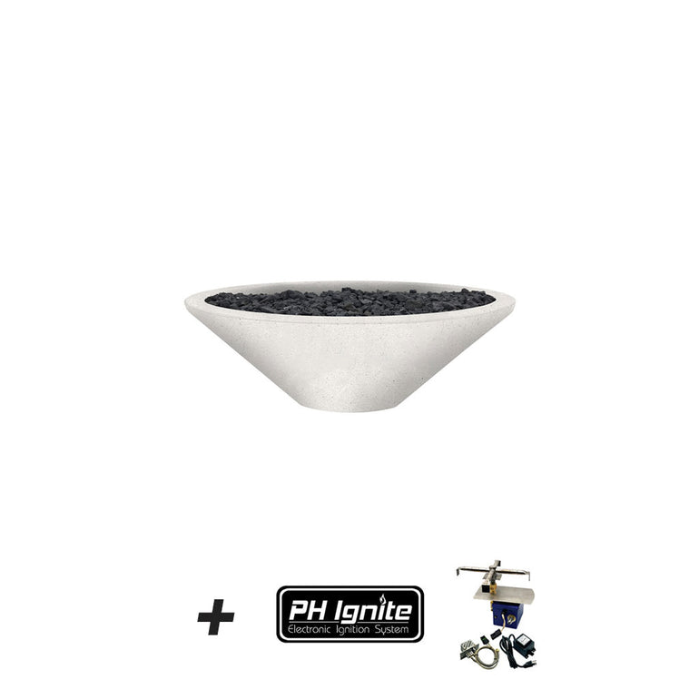 Prism Hardscapes | Embarcadero Pedestal Liquid Propane with PH-Ignite, Ultra White | PH-IGNITE-437-5LP