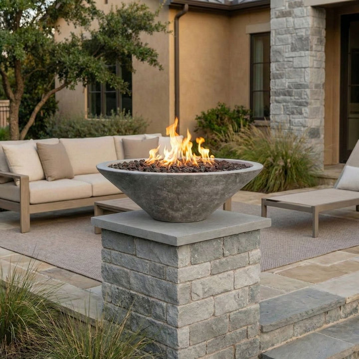 Prism Hardscapes | Embarcadero Pedestal Liquid Propane with Manual Key Valve, Pewter | PH-437-4LP