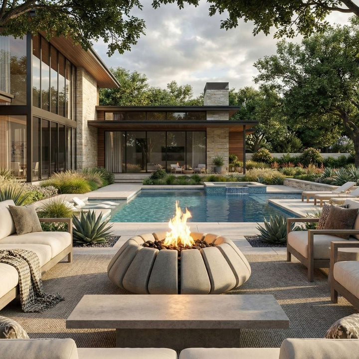 Sunflower Fire Table | Outdoor Gas Fire Pit by Prism Hardscapes