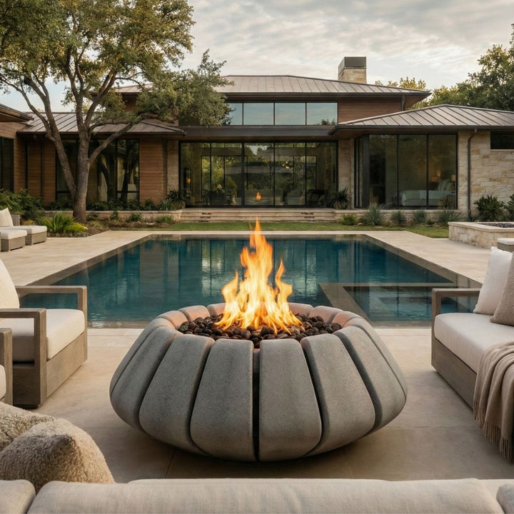 Sunflower Fire Table | Outdoor Gas Fire Pit by Prism Hardscapes