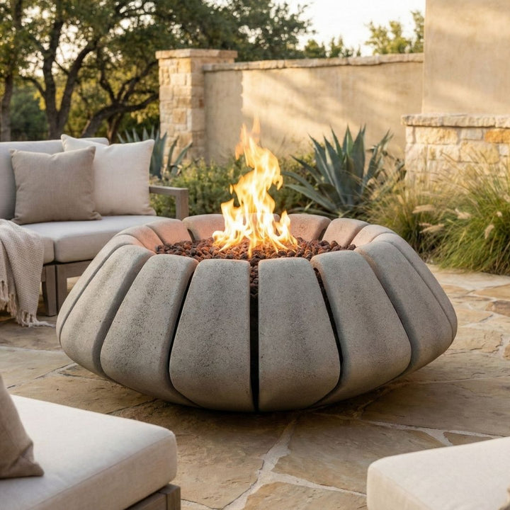 Sunflower Fire Table | Outdoor Gas Fire Pit by Prism Hardscapes