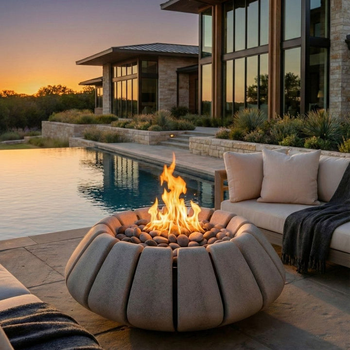 Sunflower Fire Table | Outdoor Gas Fire Pit by Prism Hardscapes