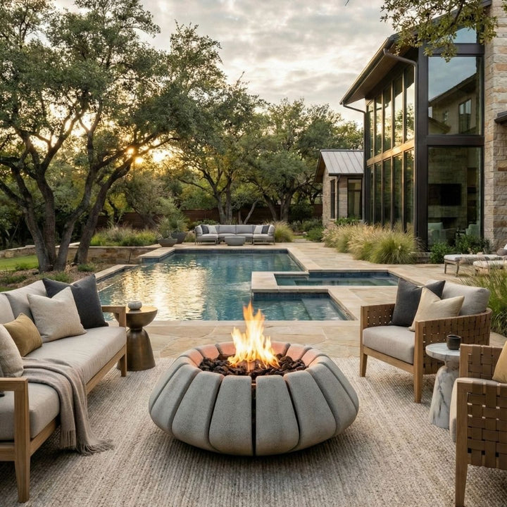Sunflower Fire Table | Outdoor Gas Fire Pit by Prism Hardscapes