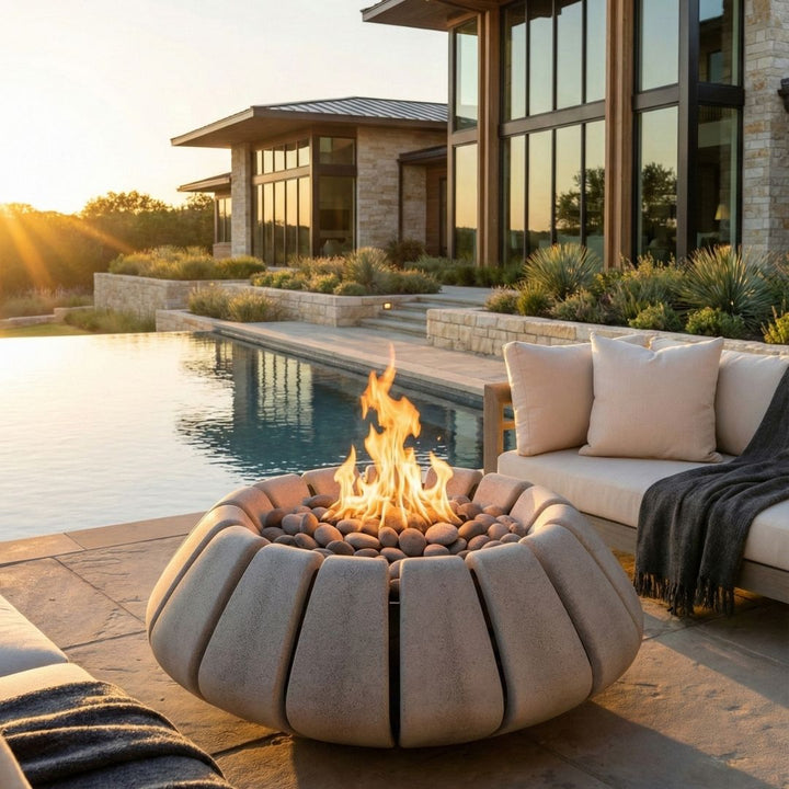 Sunflower Fire Table | Outdoor Gas Fire Pit by Prism Hardscapes