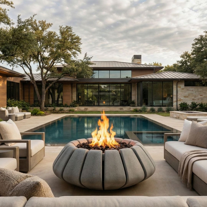 Sunflower Fire Table | Outdoor Gas Fire Pit by Prism Hardscapes
