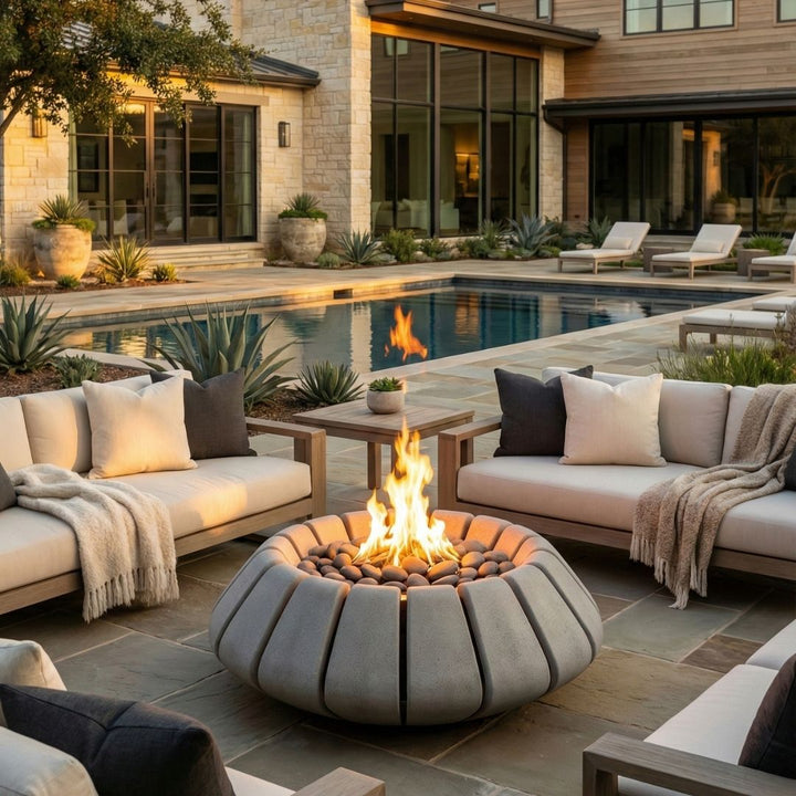 Sunflower Fire Table | Outdoor Gas Fire Pit by Prism Hardscapes