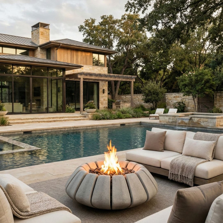 Sunflower Fire Table | Outdoor Gas Fire Pit by Prism Hardscapes