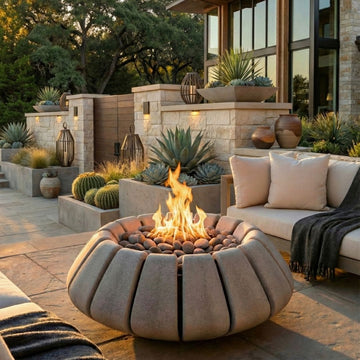 Sunflower Fire Table | Outdoor Gas Fire Pit by Prism Hardscapes