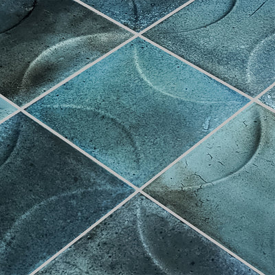 Prussian Blue Relief, 6" x 6" Porcelain Tile | Artistry in Mosaics