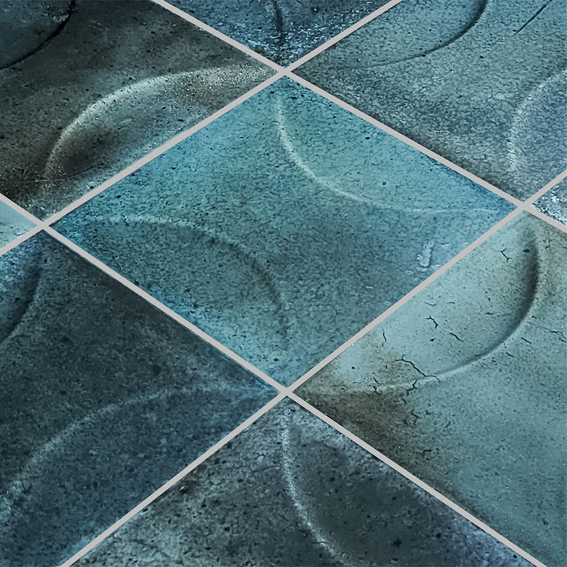 Prussian Blue Relief, 6" x 6" Porcelain Tile | Artistry in Mosaics