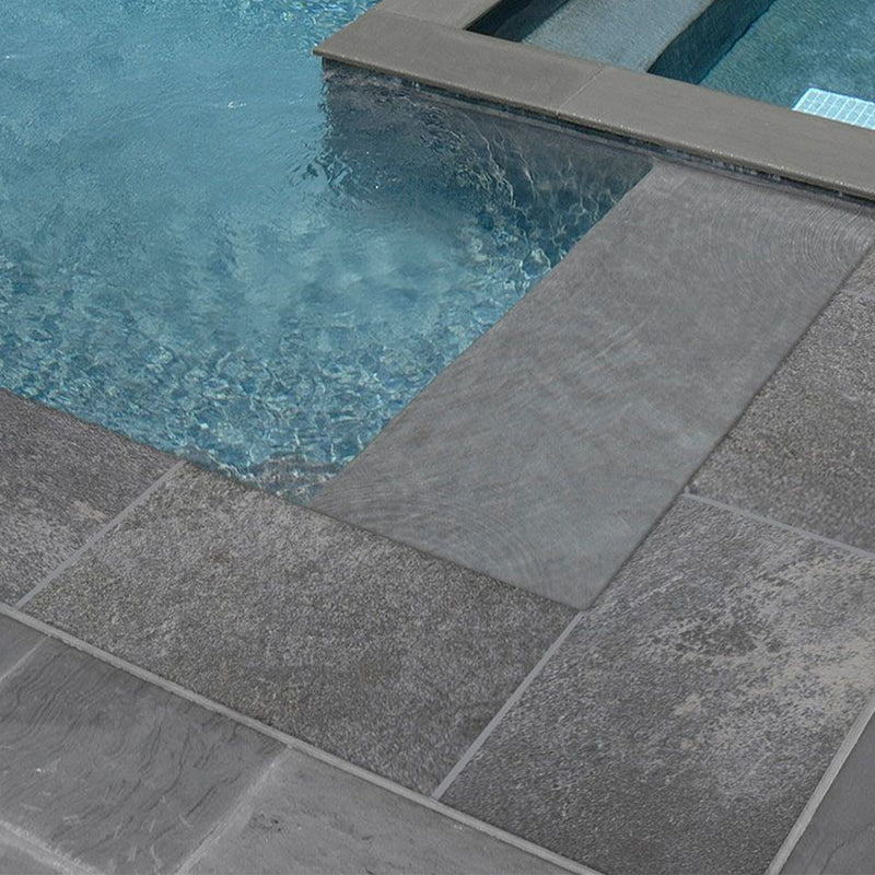 Quarzo Gray, 13" x 24" | 2CM Porcelain Pool Coping by MSI