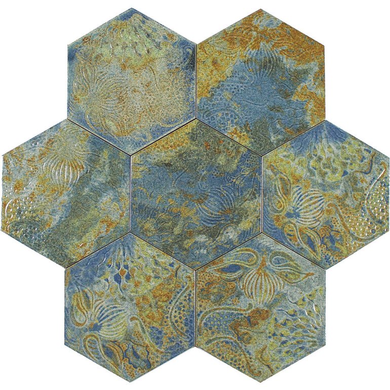 Reactive Ocean, Hexagon Porcelain Tile | CODGAUDOCEHEX | IWT Tesoro