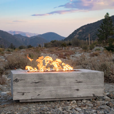 Coronado 120" Fire Table, Wood Grain GFRC Concrete | TOP Fire Pit