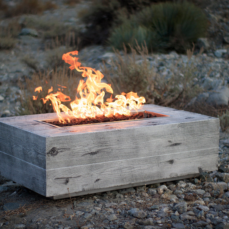 Coronado 96" Fire Table, Wood Grain GFRC Concrete | TOP Fire Pit