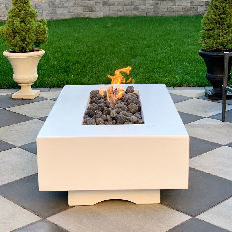 Del Mar Rectangular 96" Fire Table | GFRC Concrete Fire Pits by TOP