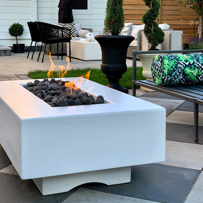 Del Mar Rectangular 48" Fire Table | GFRC Concrete Fire Pits by TOP