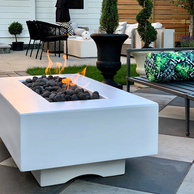 Del Mar Rectangular 96" Fire Table | GFRC Concrete Fire Pits by TOP