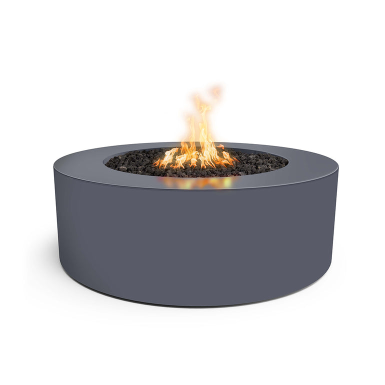 Unity Round 48" Fire Table, Powder Coated Metal, Gray | Outdoor Fire Pit