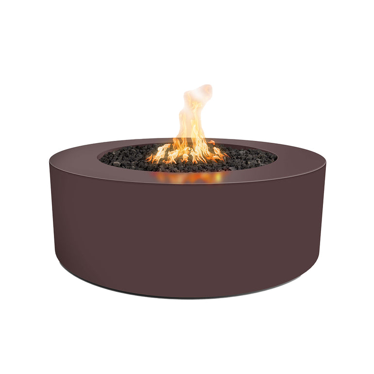 Unity Round 48" Fire Table, Powder Coated Metal, Java| Outdoor Fire Pit